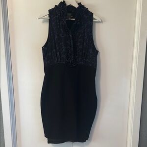 Taylor Black and Dark Blue Sleeveless Dress